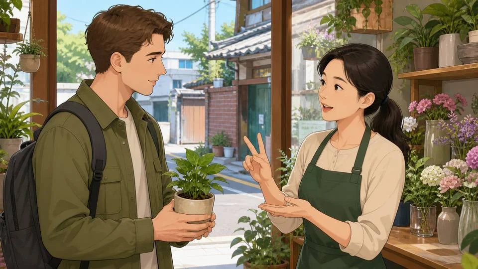 Beginner Korean conversation: ordering flowers