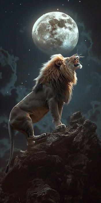 Lion Moon Night Picture
