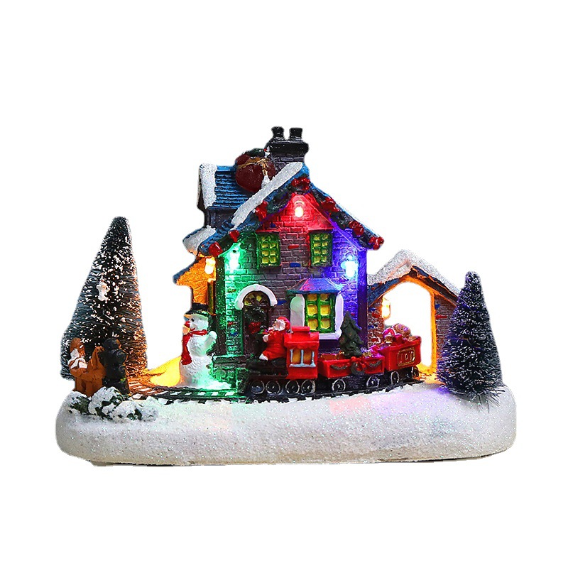 Beleuchtetes Weihnachts-Dorfhaus aus Kunstharz