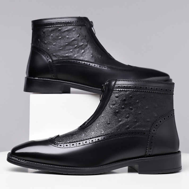 Men's Chelsea boots with embossing, zipper