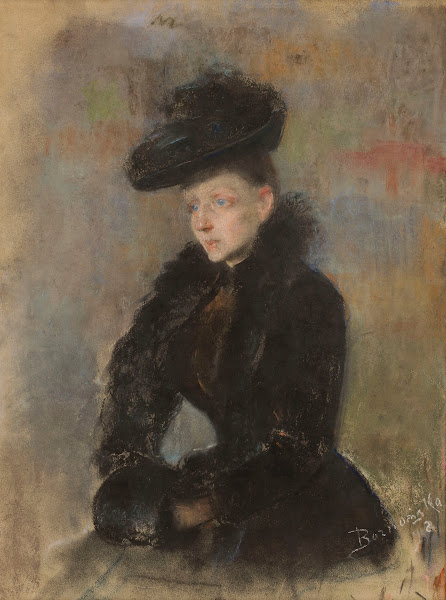 Portrait of a woman in a black hat 1892