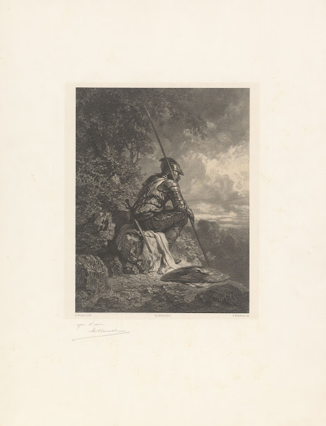 Soldier in armor looks out over valley 1848 1862