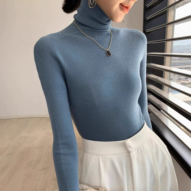 Damen-Wollpullover mit Stehkragen