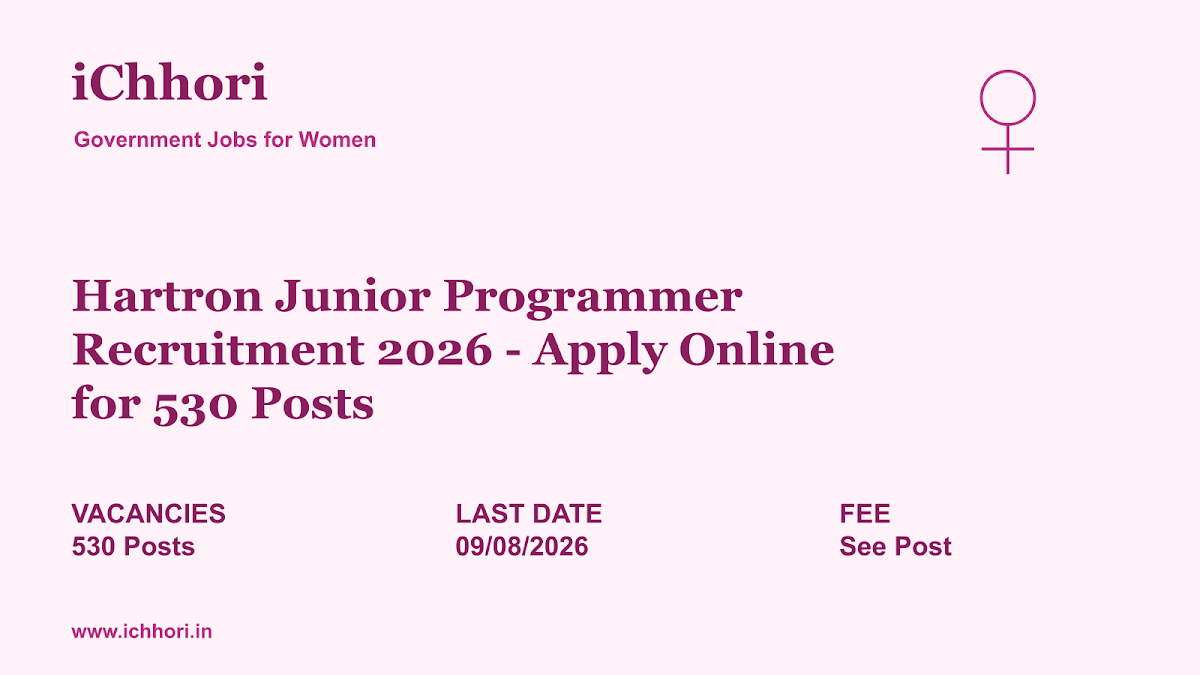 Hartron Junior Programmer Recruitment 2026 - Apply Online for 530 Posts - iChhori