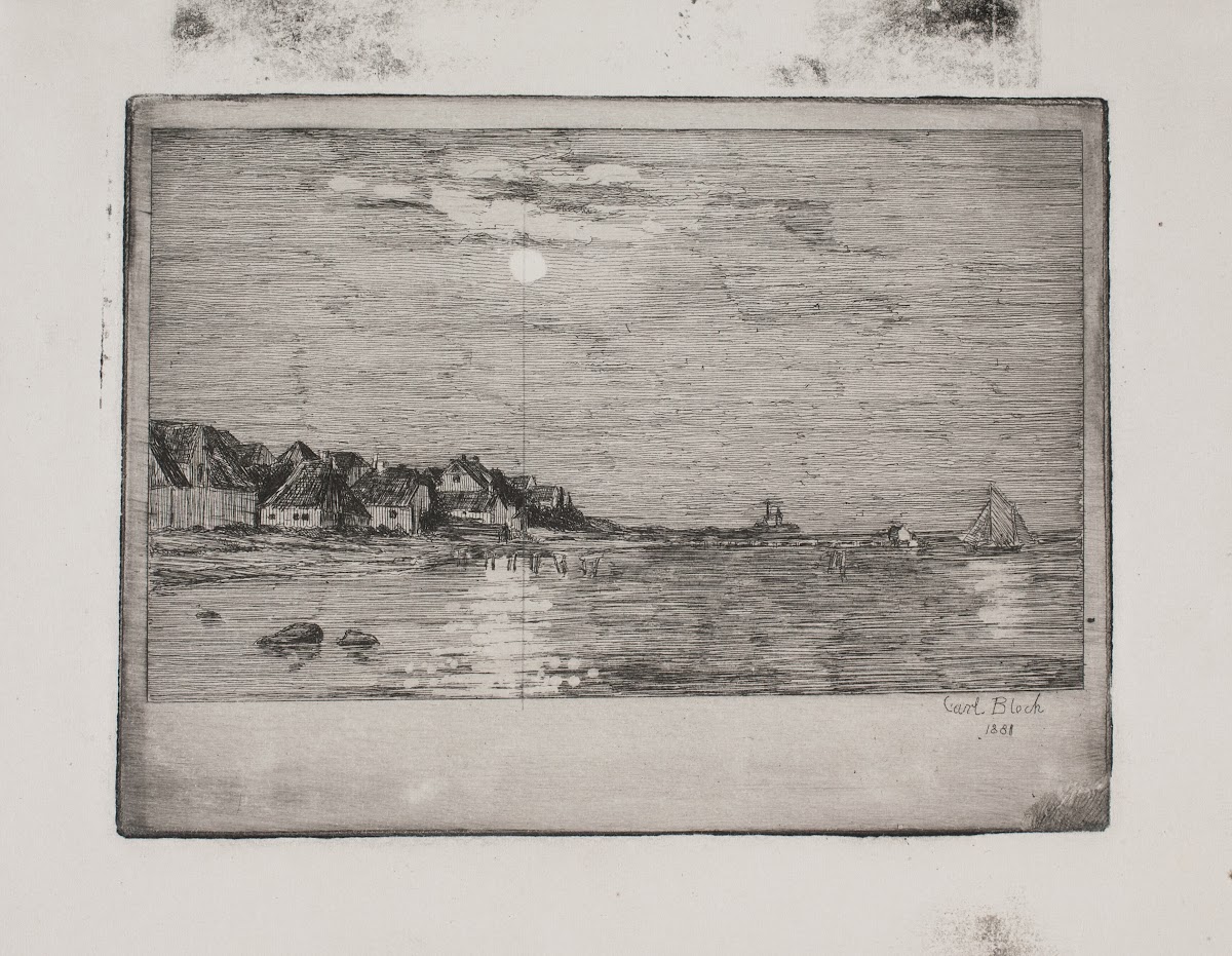 Strandparti ved Hellebæk Måneskin 1881
