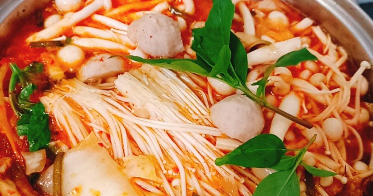 Kim chi nấu cá viên