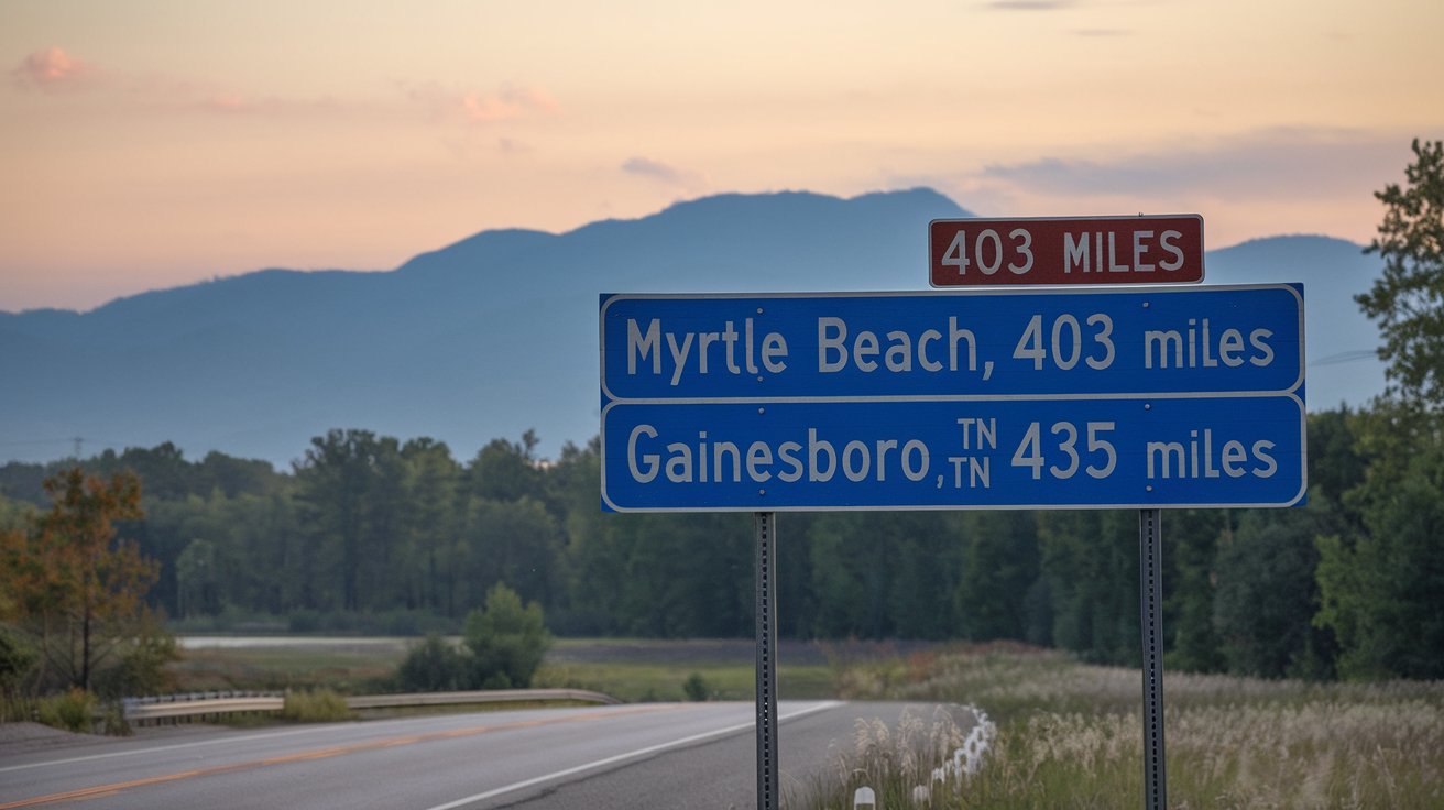 Distance from Myrtle Beach, SC to Gainesboro, TN
