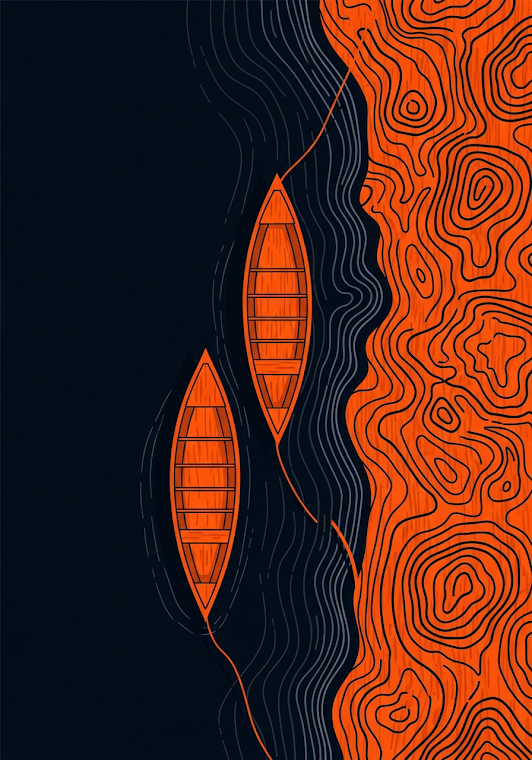 Abstract Lake Boats Aerial