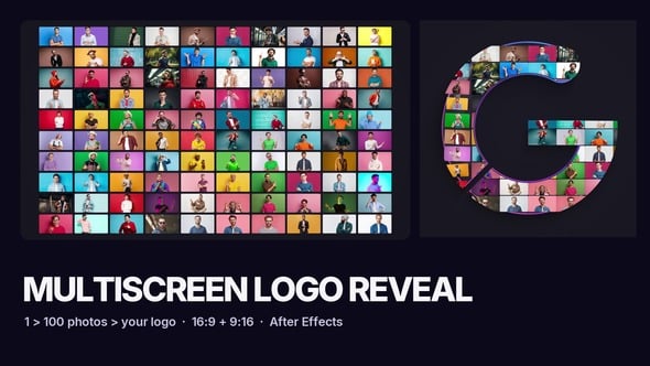 Multiscreen Logo Reveal – 100 Photos Grid to Logo Free Download – Envato Elements