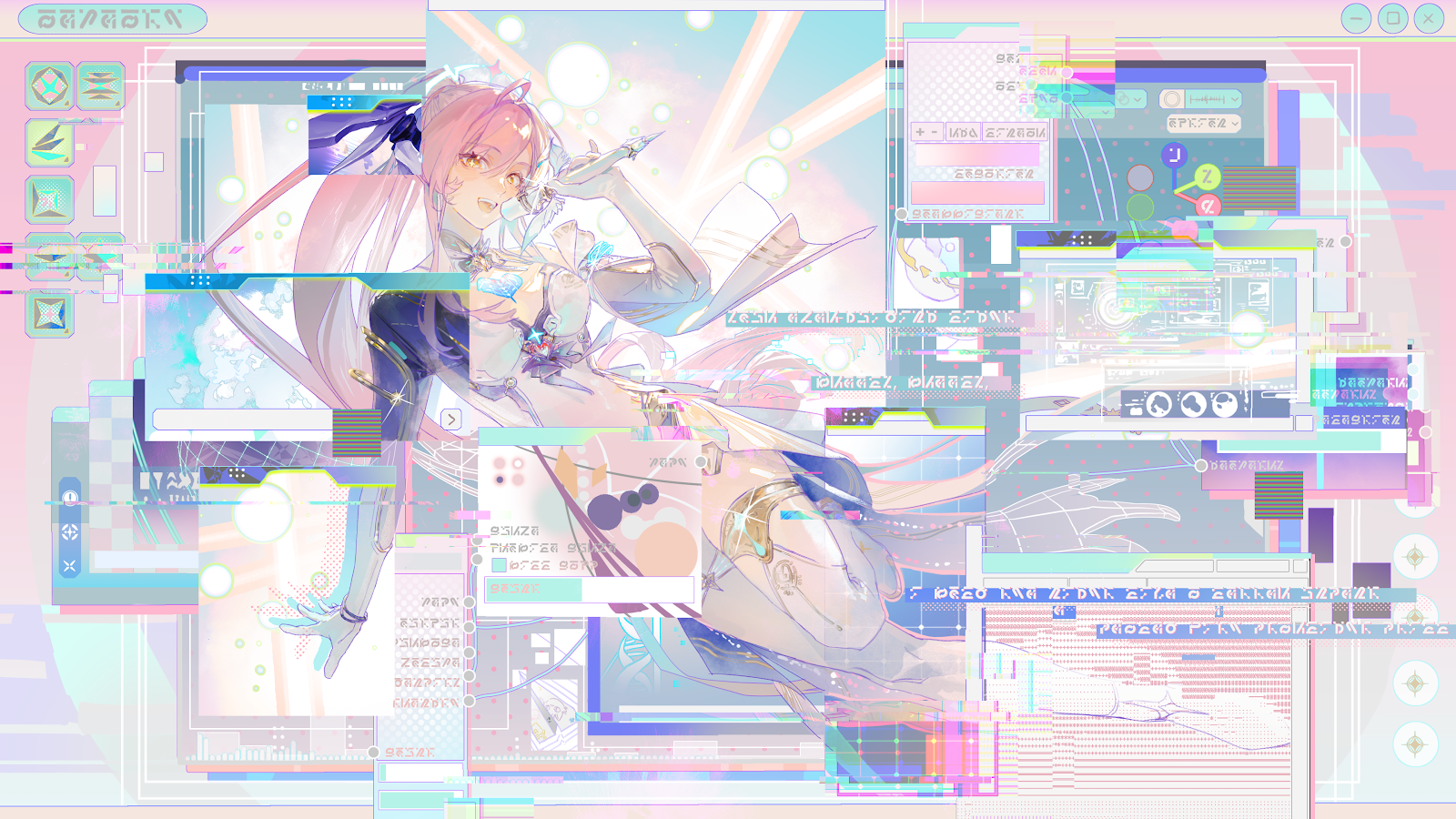 Elysia From Honkai Impact 3rd - Digital Glitch Art 4K Wallpaper (3840x2160)
