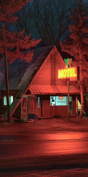 Night Photography, Motel, Neon Sign, Road Trip 4K Wallpaper Background