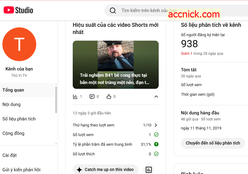 Bán kênh YouTube gần 1.000 sub sạch sẽ, giá rẻ, uy tín Kênh...