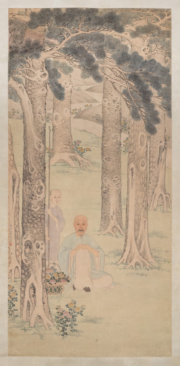 Portrait Of A Gentleman Gathering Chrysanthemums 1791