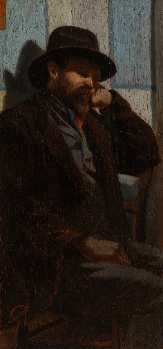 A Man Seated And Asleep Ca 1865