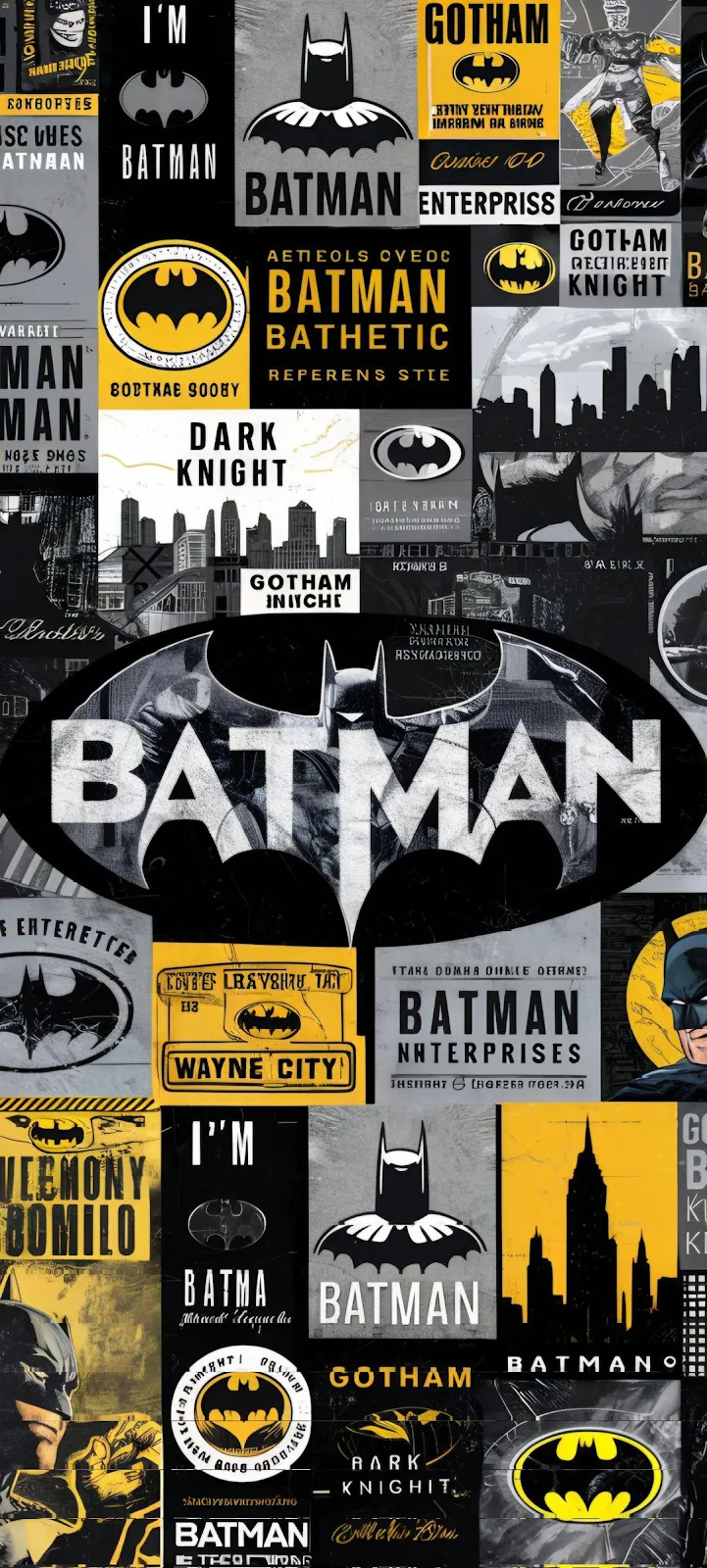 Batman Comic Book Collage - Comic Graphic Design Full HD iPhone Wallpaper (1080x2398)
