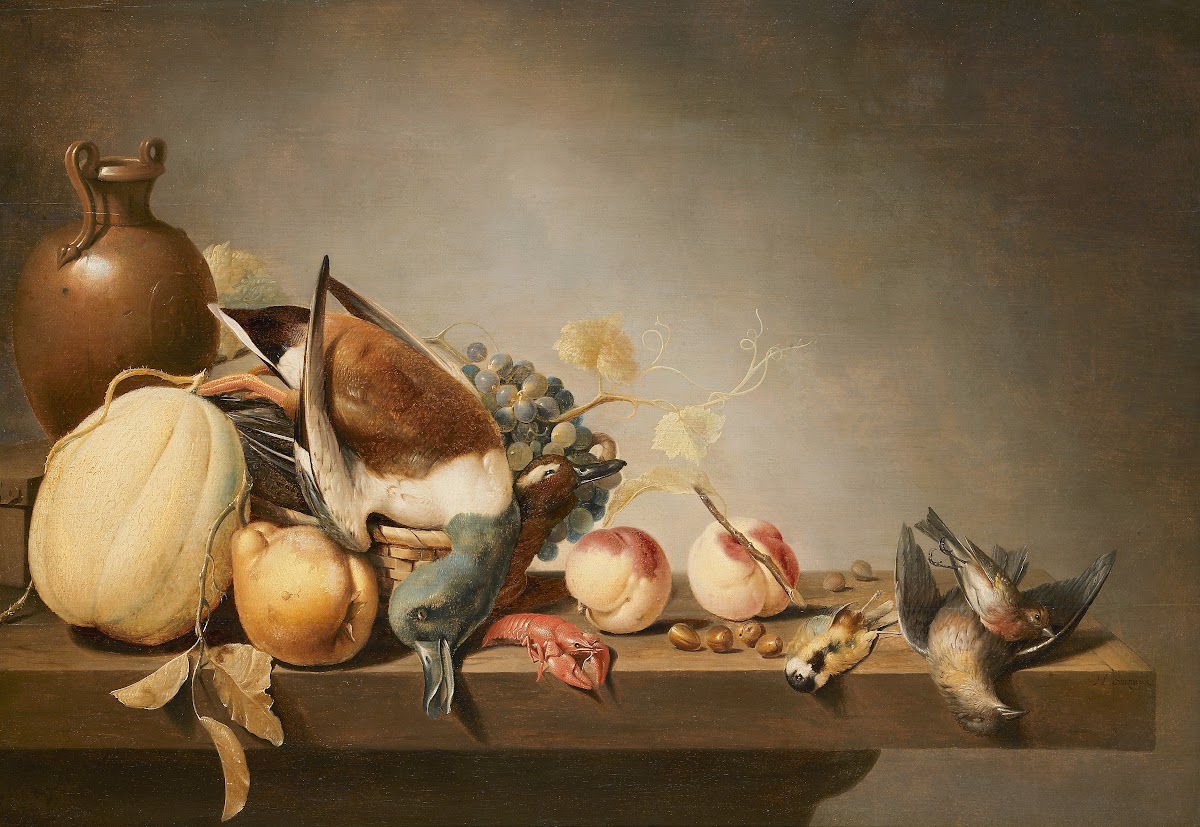Stilleven met vruchten en dode vogels 1641