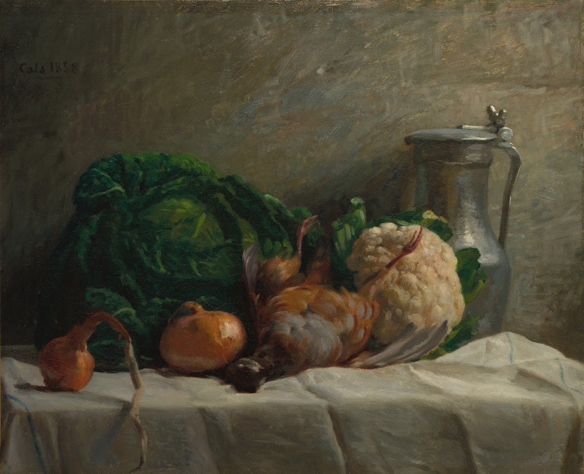 Still Life with Vegetables Partridge and a Jug 1858