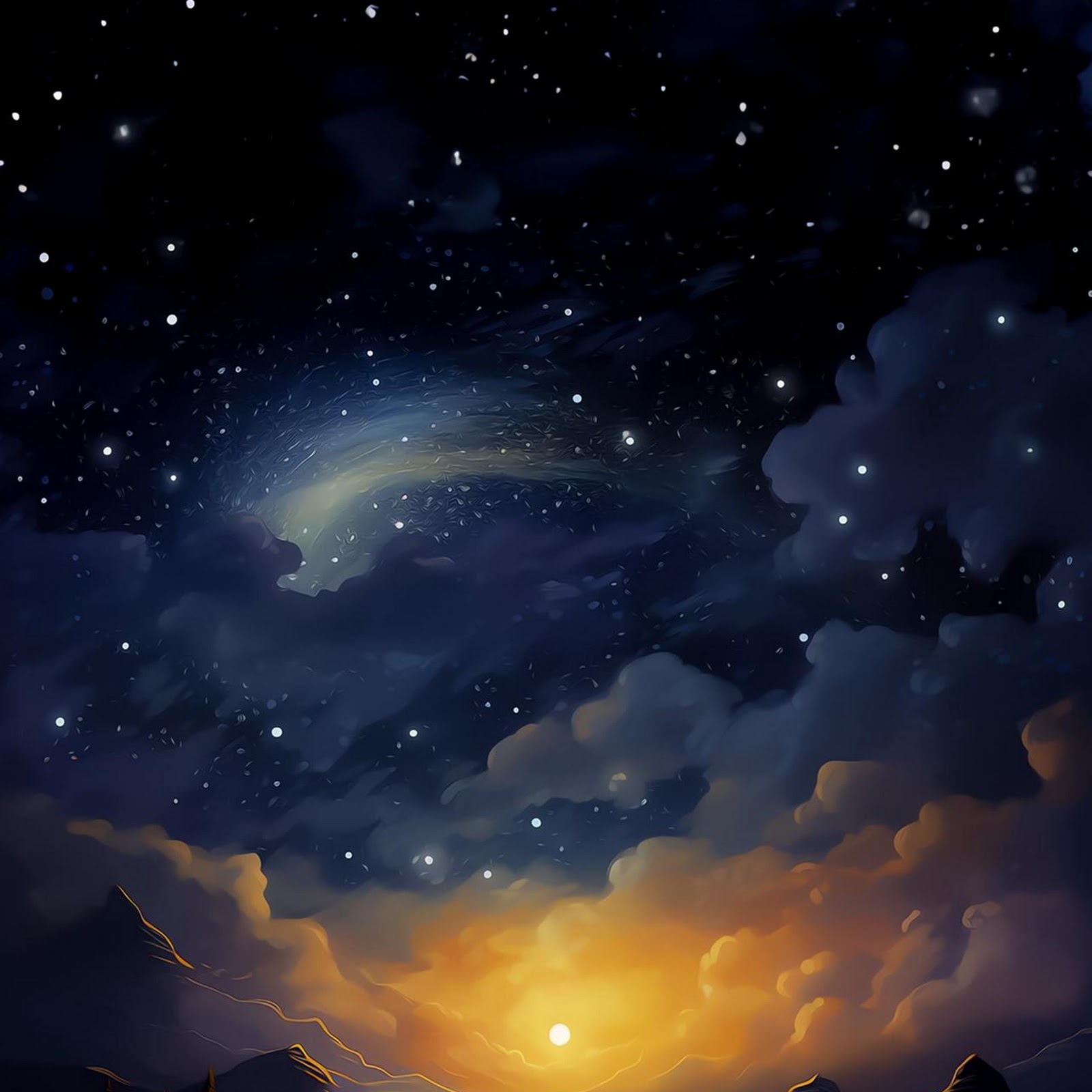 Download Starry Night Over Golden Sunset Full HD iPhone