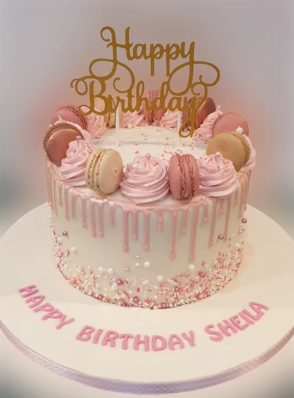 Macarons Topped Buttercream Cake CB-NC305