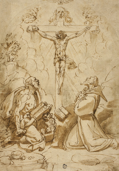 Saints Jerome and Francis of Assisi Adoring the Trinity c 1570