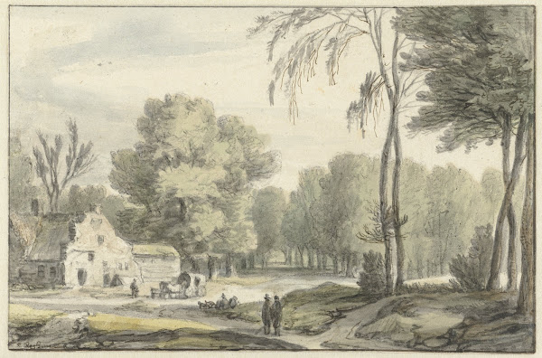 Landschap met een reiswagen voor een boerderij 1637   1692