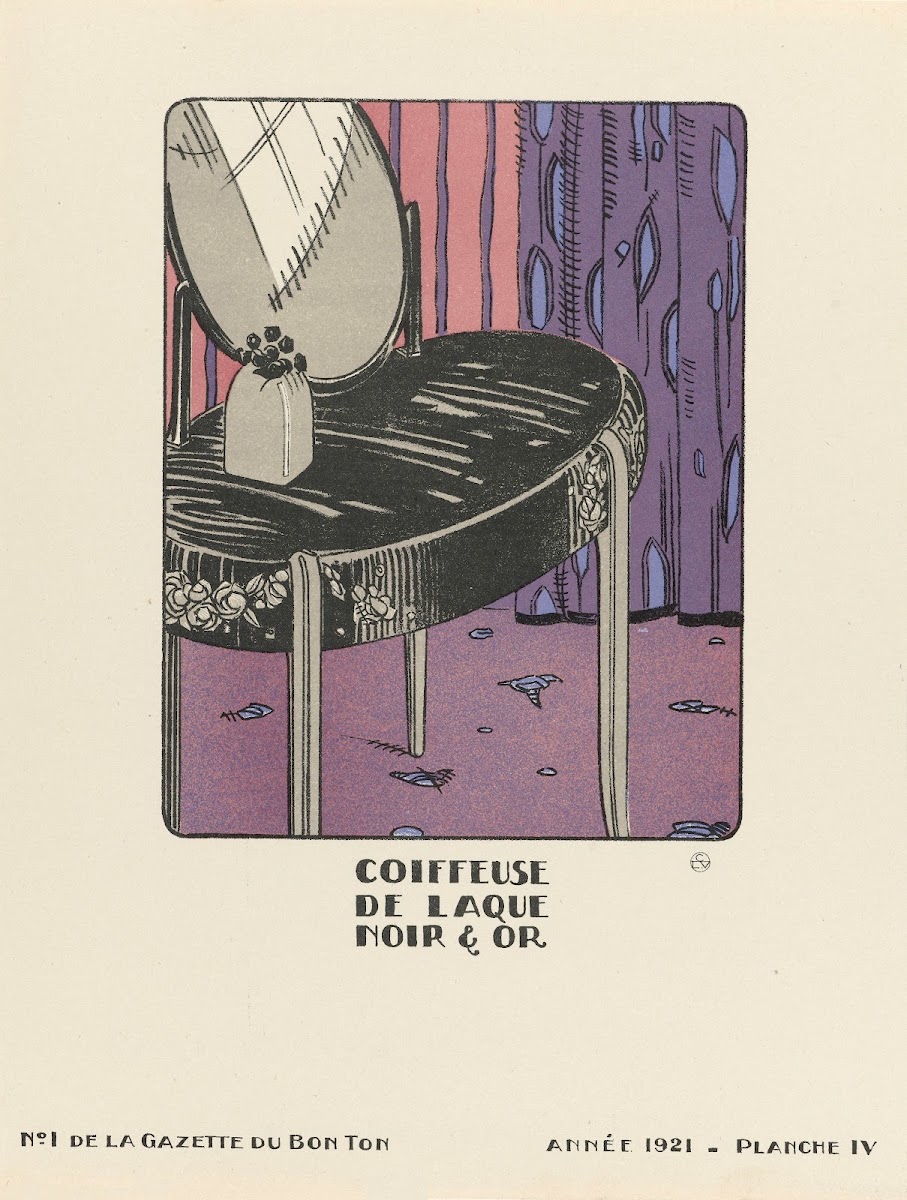 Coiffeuse de laque noir  or 1921