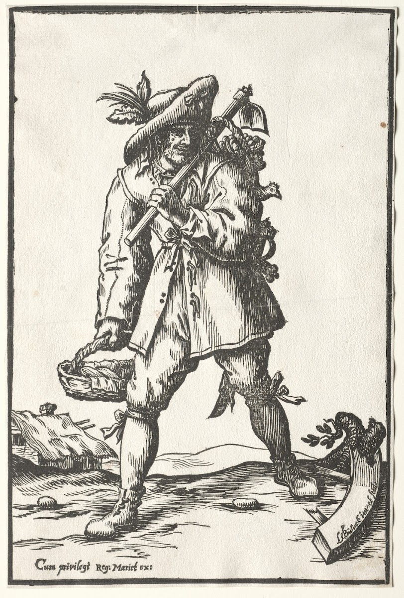 Peasant with Hoe Basket and Hen