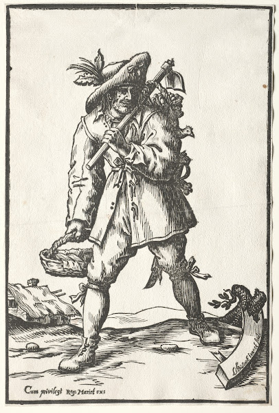 Peasant with Hoe Basket and Hen