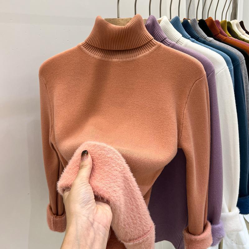 Women's turtleneck sweater, lined, warm, long sleeve