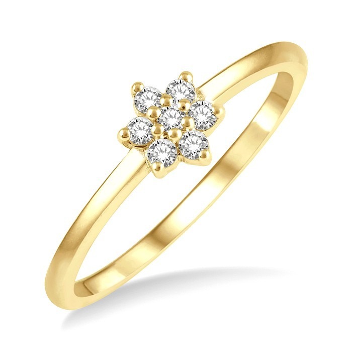 Stackable Flower Petite Diamond Fashion Ring 387C8DHTSWG – 10 Kt Yellow Gold, 4