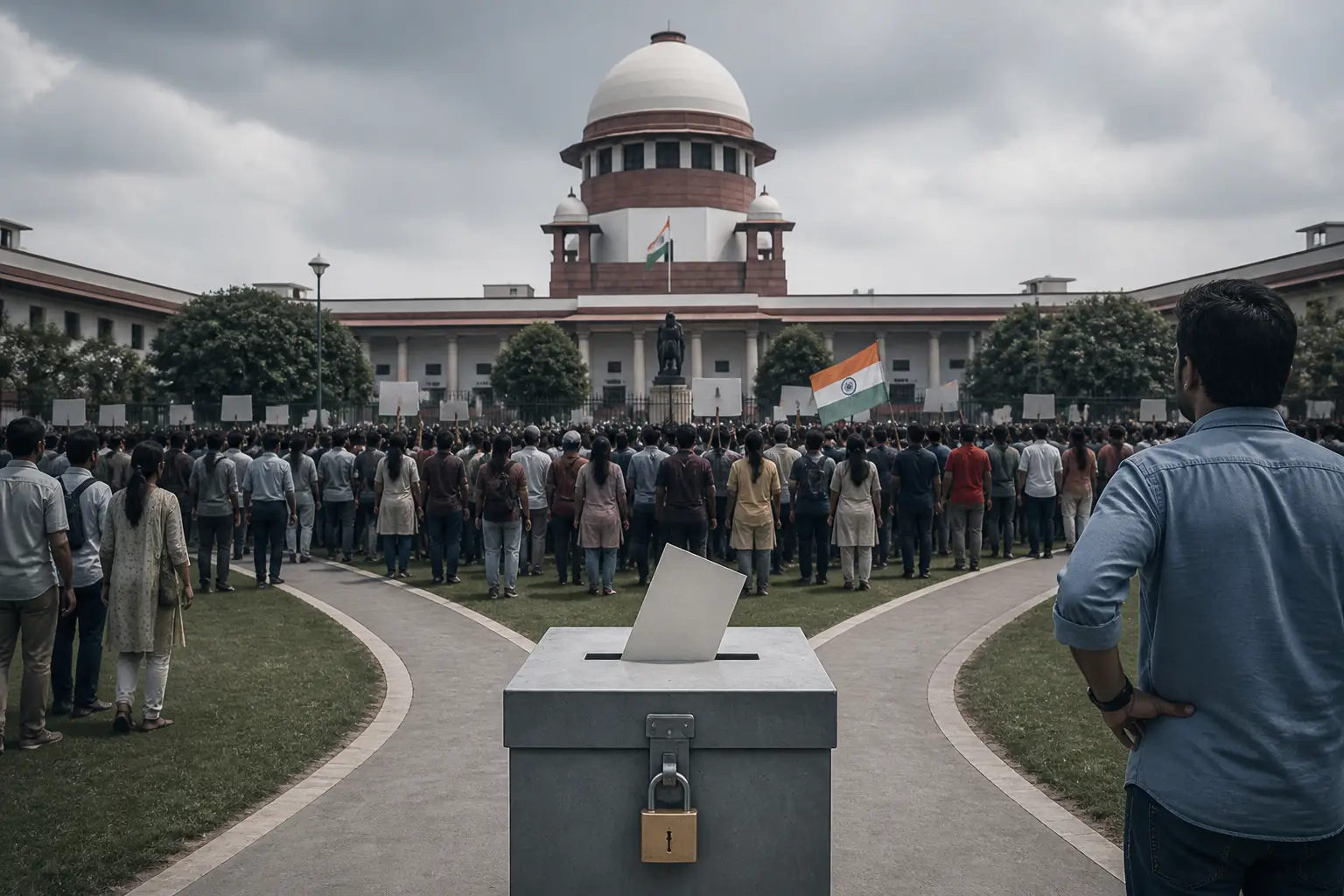 Editorial image for Thousands march to Indian Supreme Court demanding election chief resign