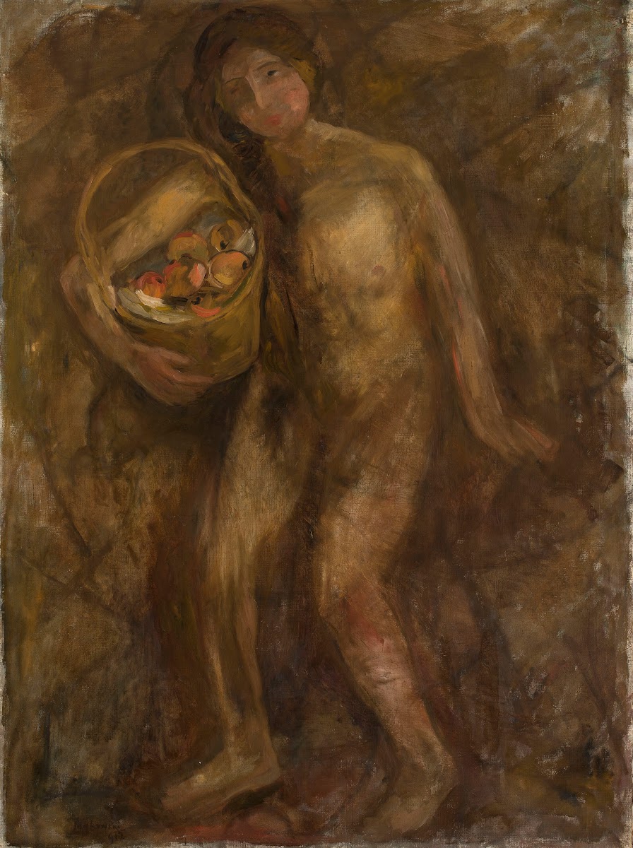 Nude girl with a basket of apples 1912