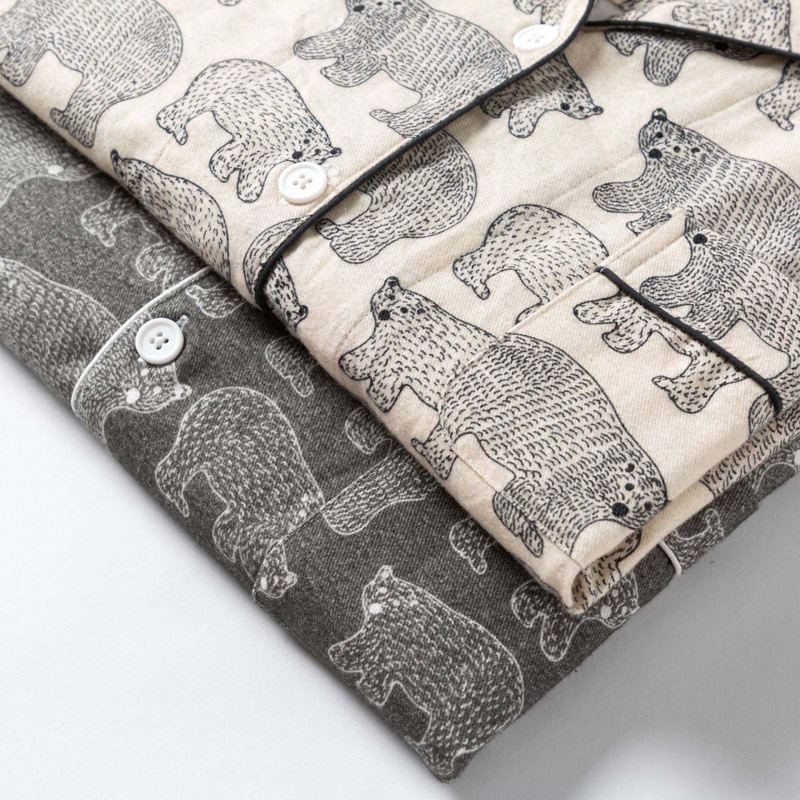 Bären-Print Flanell-Hausanzug für Paare, Baumwolle