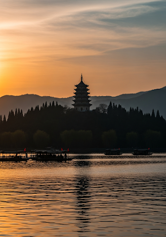 Leifeng Pagoda Sunset Boating