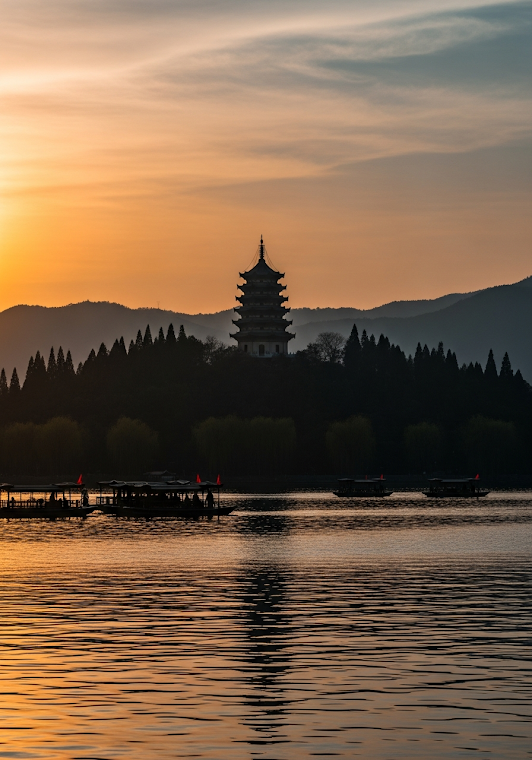 Leifeng Pagoda Sunset Boating