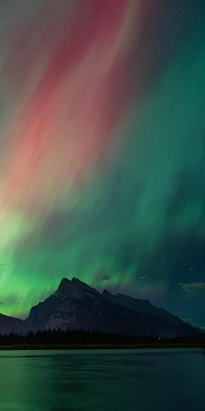 Aurora Borealis, Northern Lights, Night Sky, Banff National Park 5K Wallpaper Background