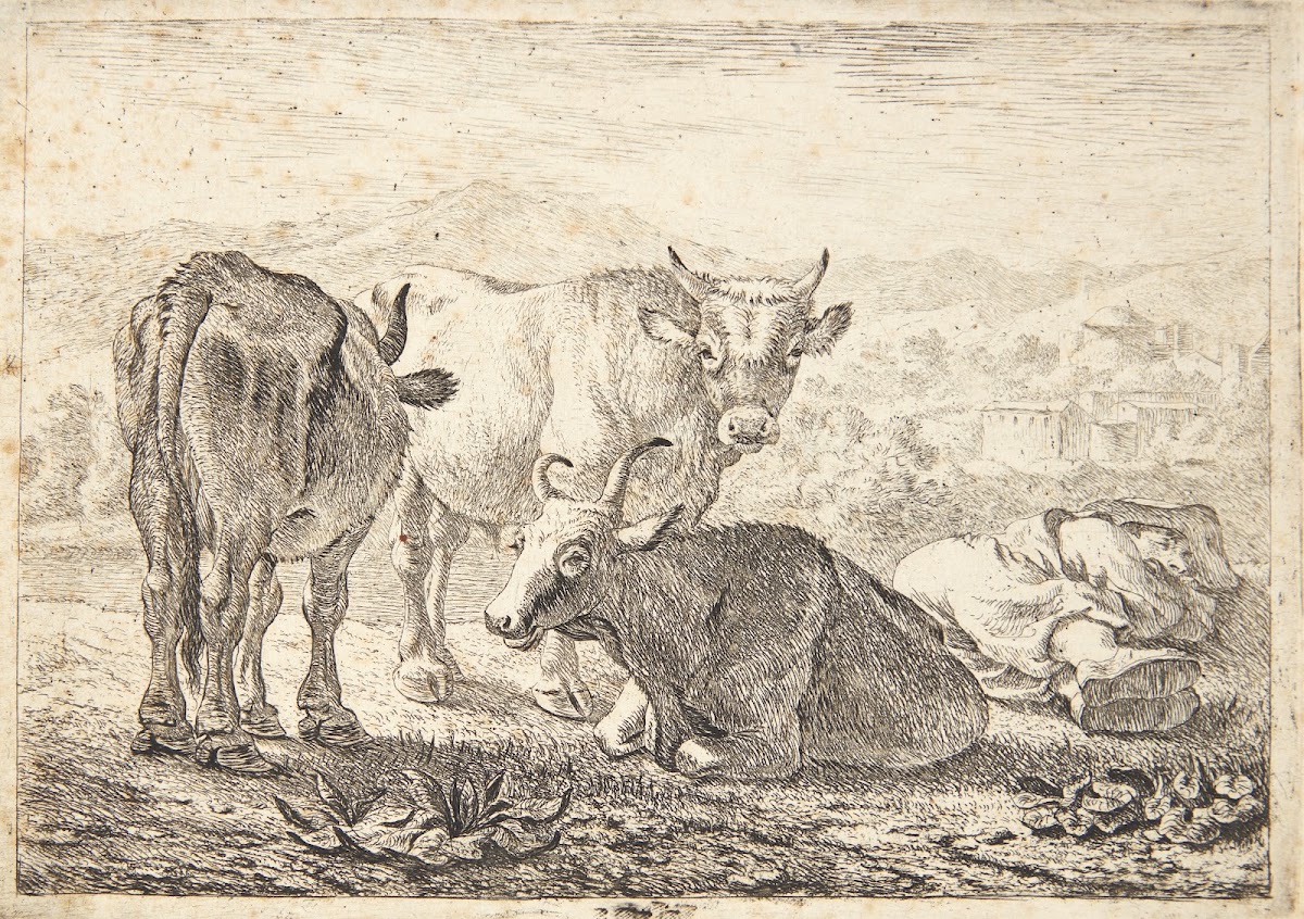 Tre stude th en sovende bonde 1638
