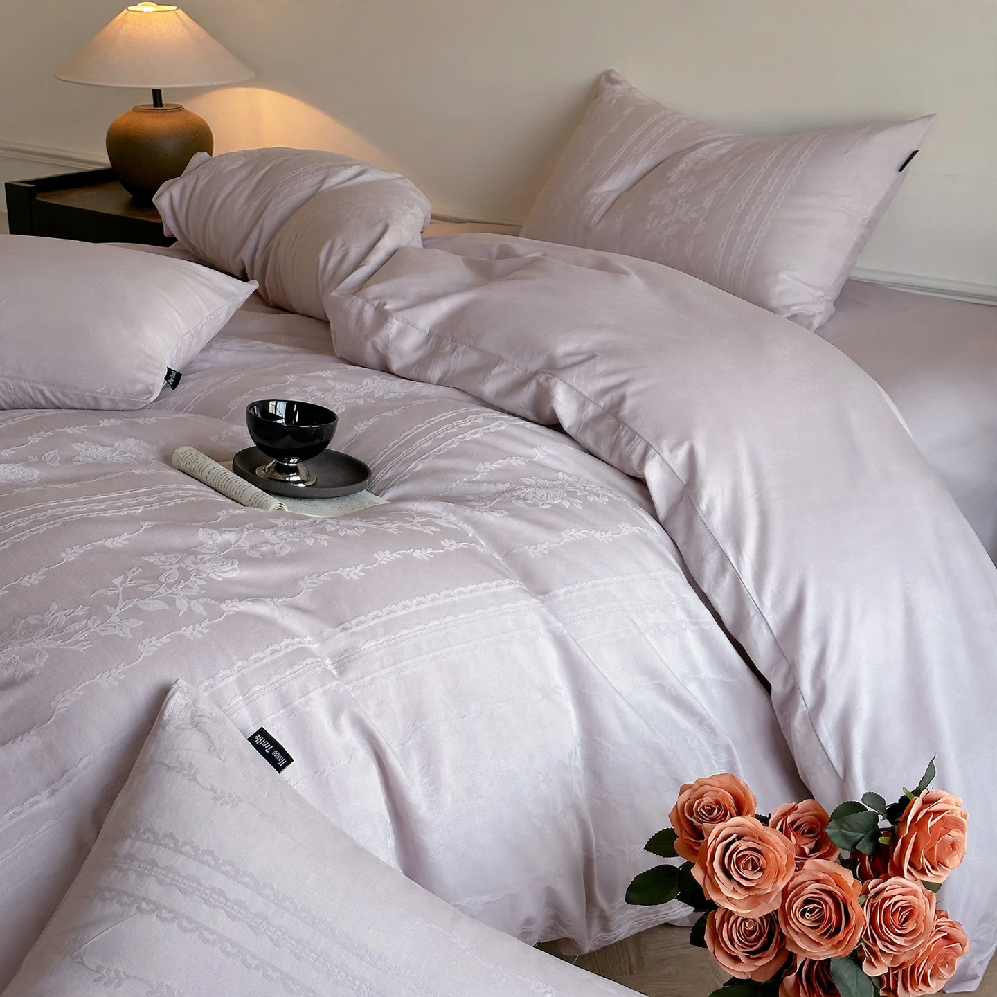 Cotton Bedding Set, Long Staple, Floral Pattern