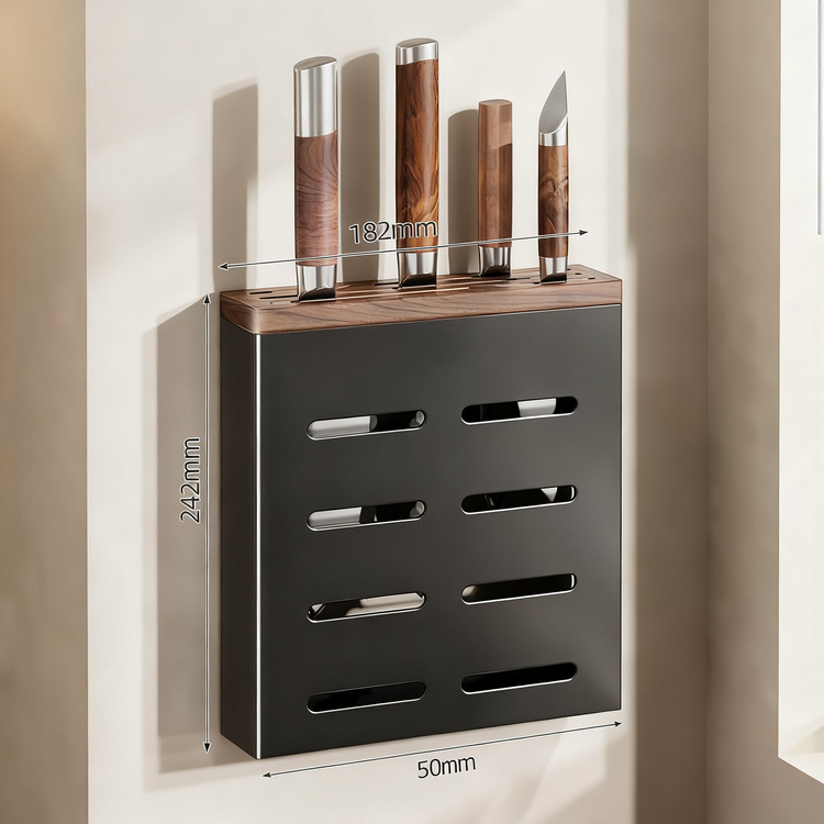 Paper towel holder with aluminum and walnut wood