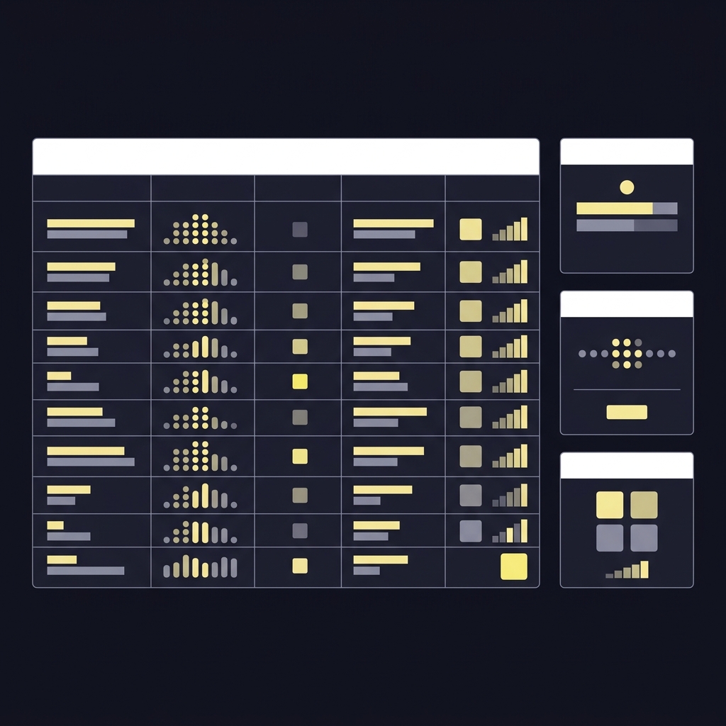 Minimalist 2D vector dashboard mockup of a tidy bets spreadsheet showing visual columns for odds implied probability estimated probability stake and EV per unit designed for how to win bet article