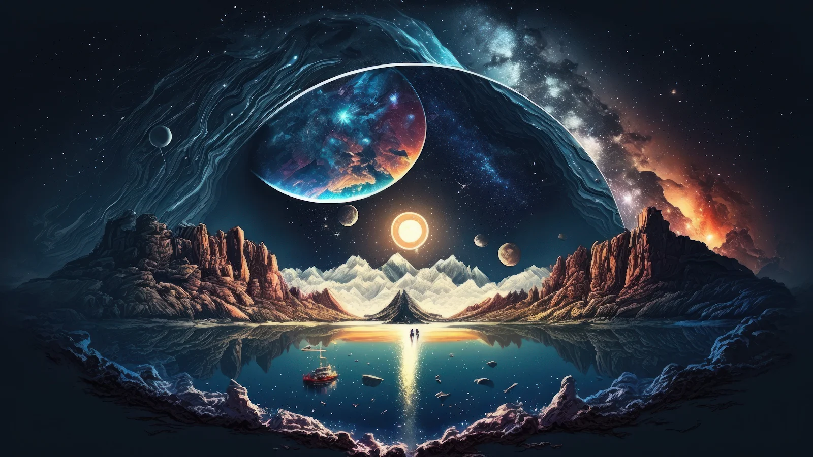 Ai Art, Illustration, Planet, Space, Water 4K Desktop Wallpaper