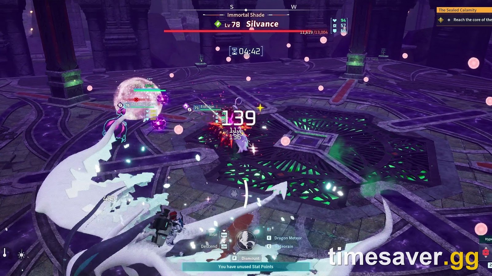 Interior of the Sealed Sanctum arena in the Palworld World Tree, fighting a Level 78 sub-boss