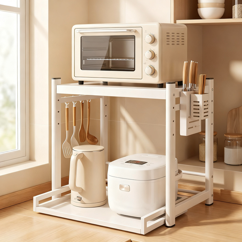 Kitchen shelf with drawer, adjustable, cream