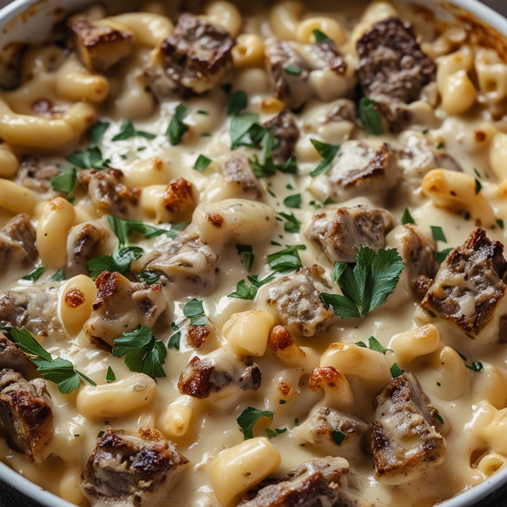 High-Protein Creamy Philly Cheesesteak Mac & Cheese Bliss - Easy Comfort Food