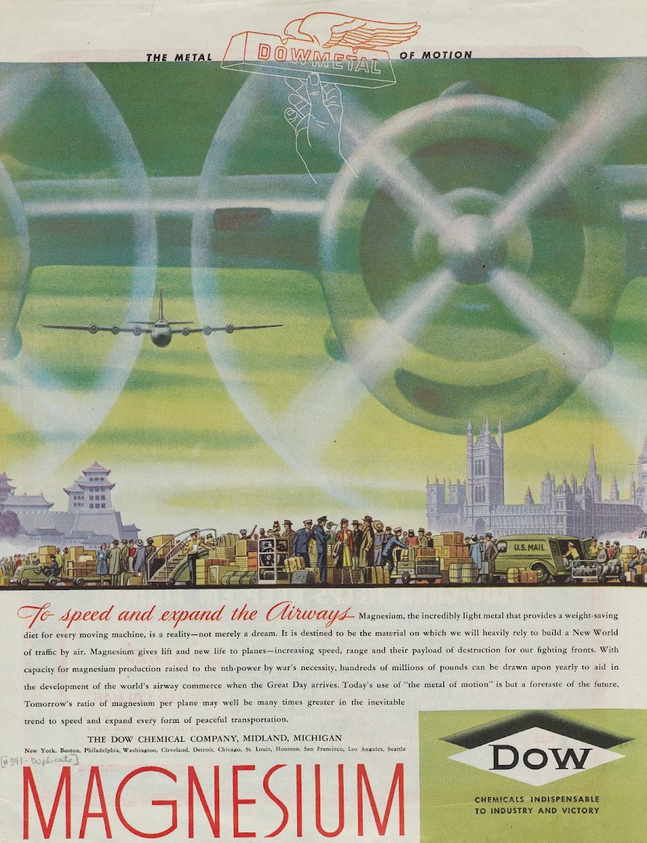 To Speed and Expand the Airways Advertisement for Dow Magnesium Circa 1944