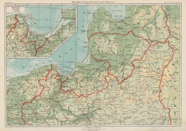 Polska Mapa górirzek Część północna 1927