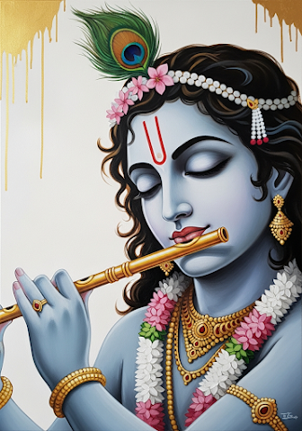 Modern Lord Krishna Flute Portrait