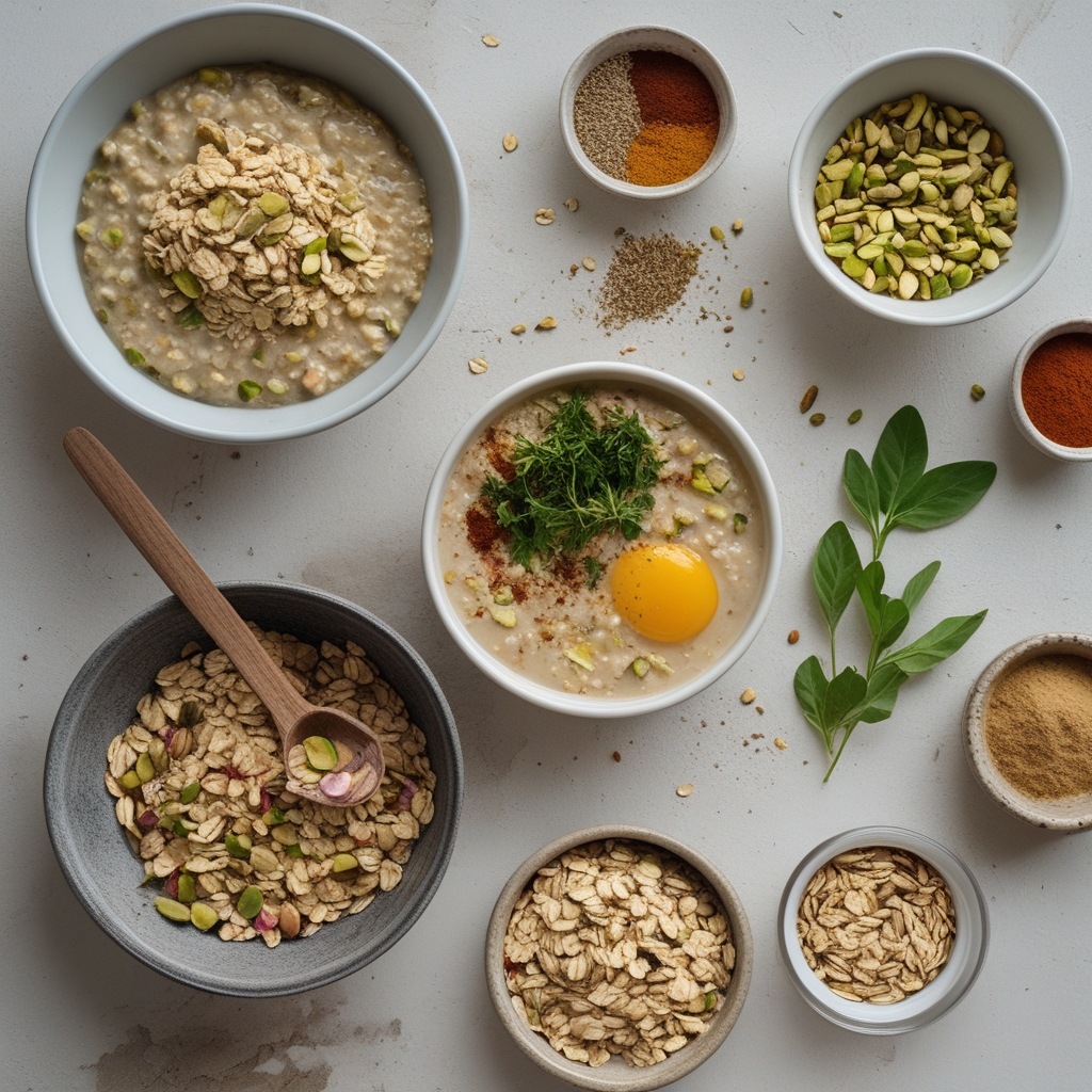 Ingredients for Pistachio Overnight Oats – Creamy, Nutty & Naturally Nourishing Breakfast for Easy Mornings