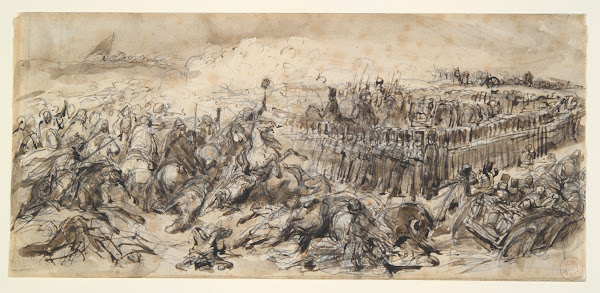 Battle Scene Study for The 2nd Light Cavalry withstanding the onslaught of theAr
