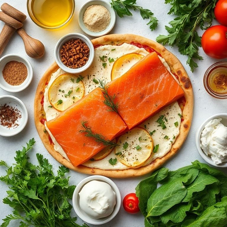 Ingredients for Savory Smoked Salmon Pizza: An Elegant Brunch Delight – Easy Homemade Brunch